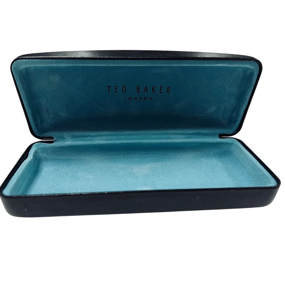 Ted Baker Eyeglass Case OS Black Teal Hard‎ Shell Clamshell Logo Designer Travel